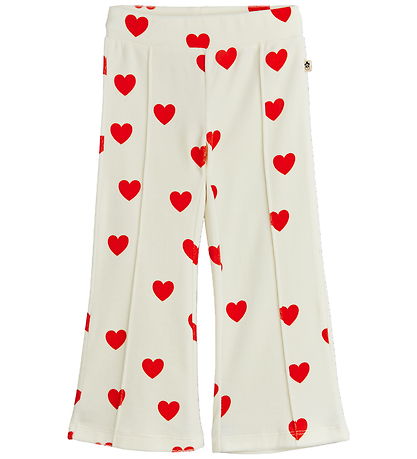 Mini Rodini Velvet Trousers - Hearts - White Mini Rodini Velvet Trousers - Hearts - White