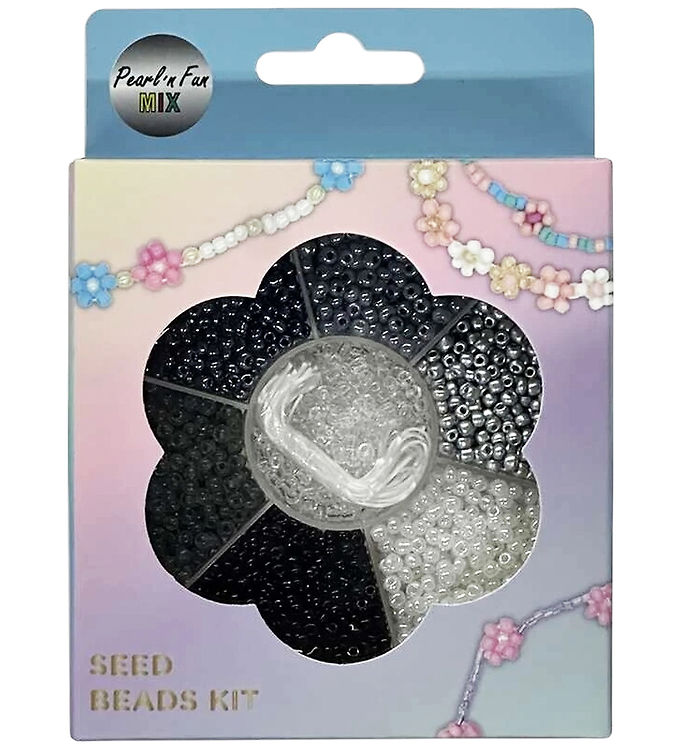 Pearl N Fun Perler - Glasperlemix - Sort/Grå/Hvid