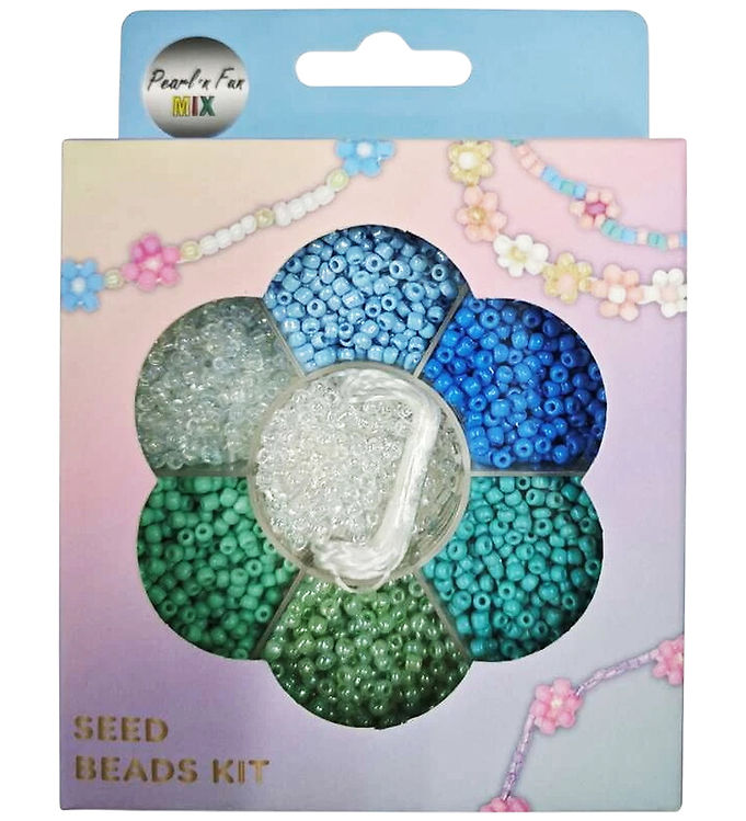 Pearl N Fun - Perler - Glasperlemix - Blå/Grøn/Klar