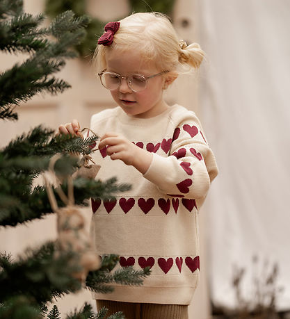 Hanevild Bluse - Strik - Ivory/Red Heart
