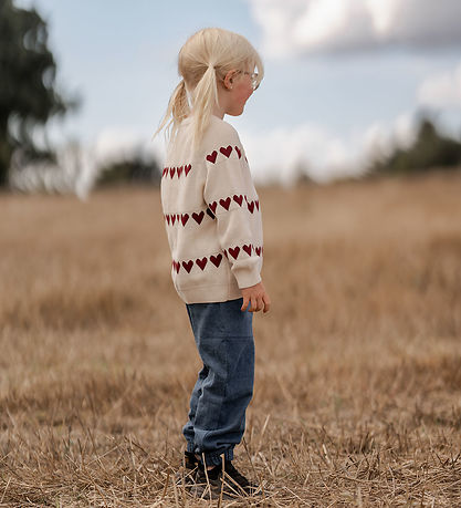 Hanevild Bluse - Strik - Ivory/Red Heart