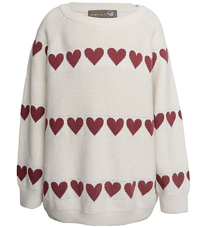 Hanevild Bluse - Strik - Ivory/Red Heart