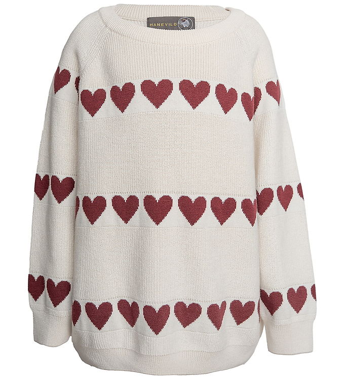 Hanevild Bluse - Strik - Ivory/Red Heart