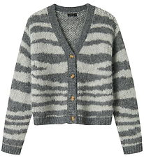 LMTD Cardigan - NlfNulos - Kort Strik - Dark Grey Melange