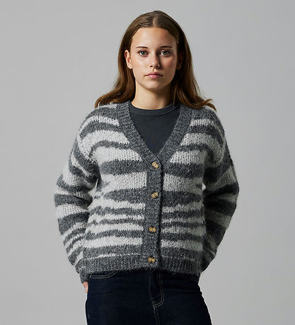 LMTD Cardigan - NlfNulos - Kort Strik - Dark Grey Melange