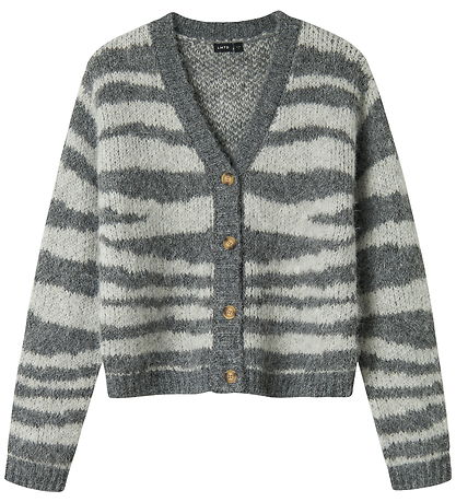 LMTD Cardigan - NlfNulos - Kort Strik - Dark Grey Melange