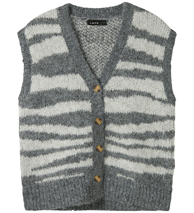 LMTD Vest - NlfNulos - Kort Strik - Dark Grey Melange