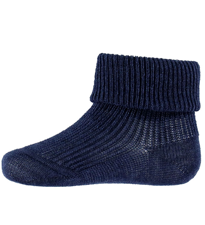 MP Strømper - Rib - Uld/Silke - Gro - Navy