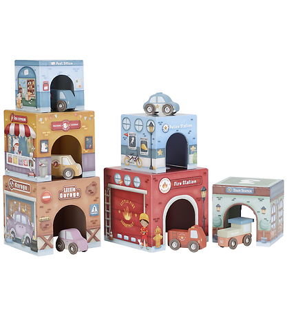 Little Dutch Stablekasser m. 6 Biler - Træ - Multi Little Dutch Stablekasser m. 6 Biler - Træ - Multi