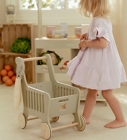 Little Dutch Indkøbsvogn - Træ - 14 Dele - Grøn Little Dutch Indkøbsvogn - Træ - 14 Dele - Grøn