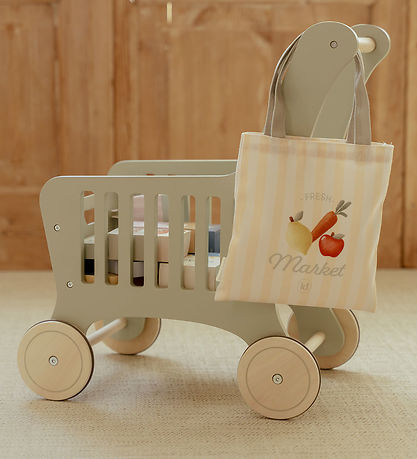 Little Dutch Indkøbsvogn - Træ - 14 Dele - Grøn Little Dutch Indkøbsvogn - Træ - 14 Dele - Grøn