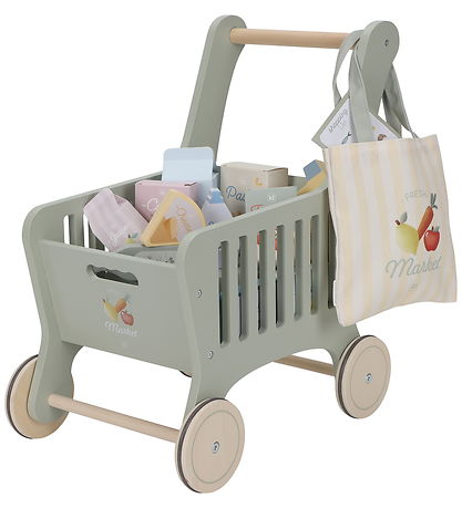 Little Dutch Indkøbsvogn - Træ - 14 Dele - Grøn Little Dutch Indkøbsvogn - Træ - 14 Dele - Grøn