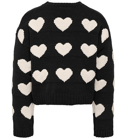 Kids Only Bluse - Strik - KogSus - Black/Heart/Egret