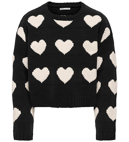 Kids Only Bluse - Strik - KogSus - Black/Heart/Egret