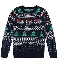 Jack & Jones Bluse - Strik - JjXmas Andrew - Sky Captain/Holly G