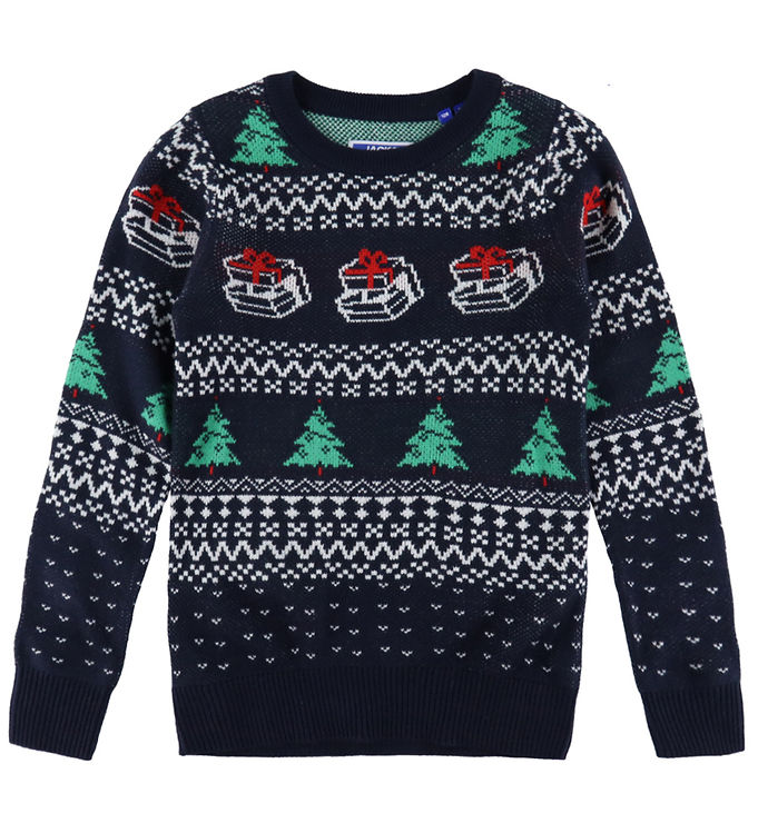 Jack & Jones Bluse - Strik - JjXmas Andrew - Sky Captain/Holly G