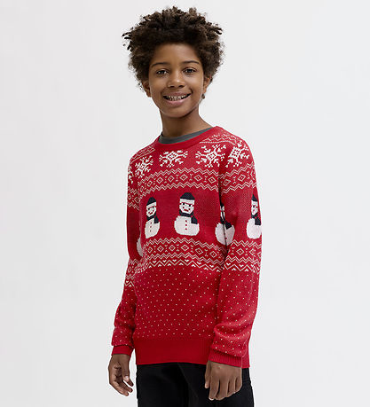 Jack & Jones Bluse - Strik - JjXmas Andrew - True Red
