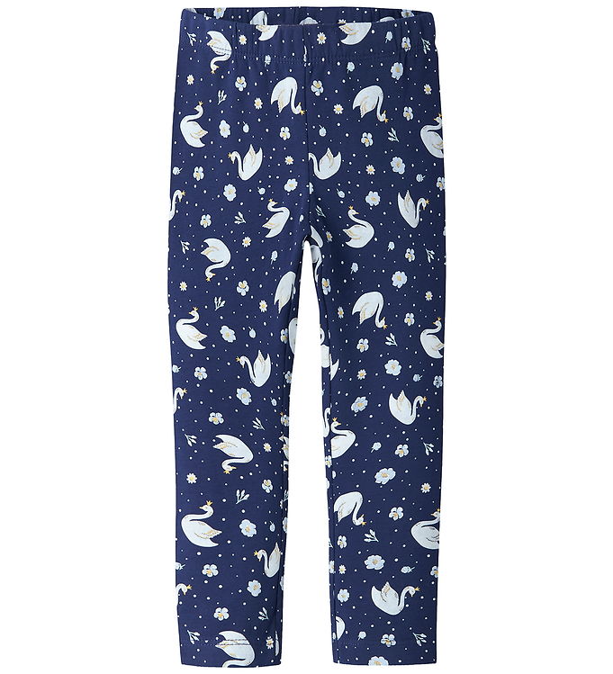 Name It Leggings - NmfDavina - AOP - Beacon Blue/Swans
