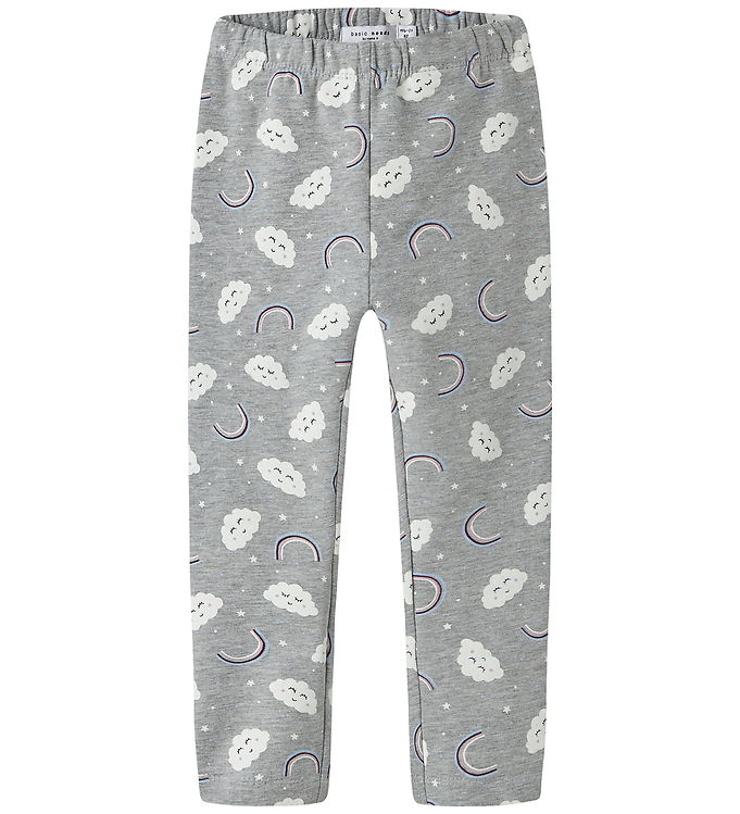 Name It Leggins - NmfDavina - AOP - Grey Melange/Rainbow Clouds