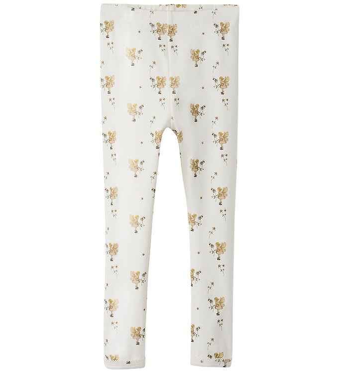 Lil' Atelier Leggings Coconut Milk Med Blomster Og Feprint - Str. 2y 92cm