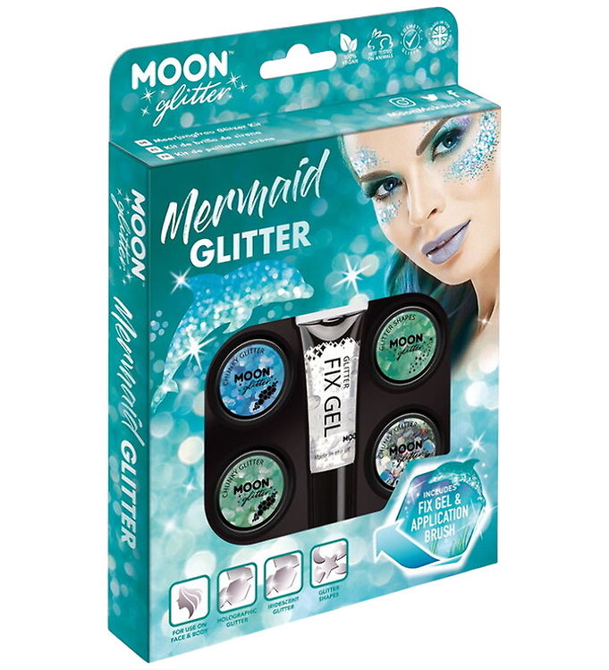 Smiffys Ansigtsdekoration - 6 Dele - Moon Glitter - Havfrue