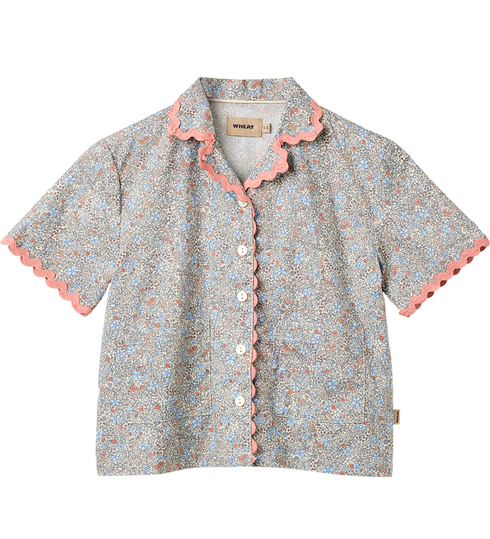 Wheat Hemd k/ä - Wilma - Air Blue Blumen - Wheat - 10 Jahre (140) - Hemd/Bluse K/Ä