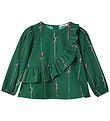 Fliink Bluse - Bowie - Hunter Green Bow AOP