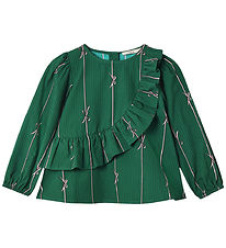 Fliink Bluse - Bowie - Hunter Green Bow AOP