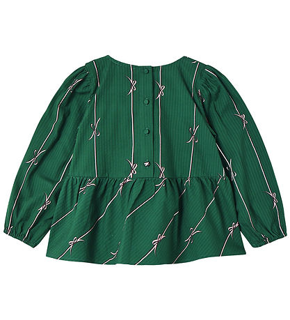 Fliink Bluse - Bowie - Hunter Green Bow AOP