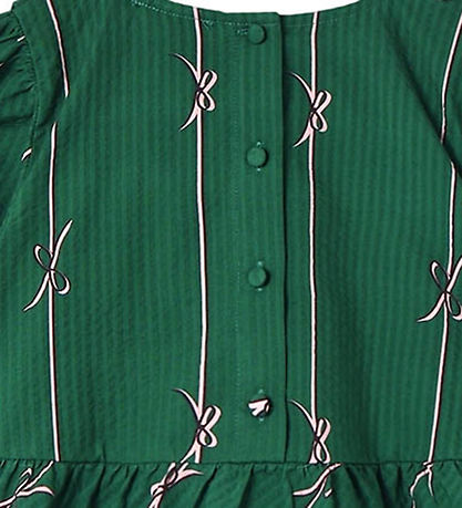 Fliink Bluse - Bowie - Hunter Green Bow AOP