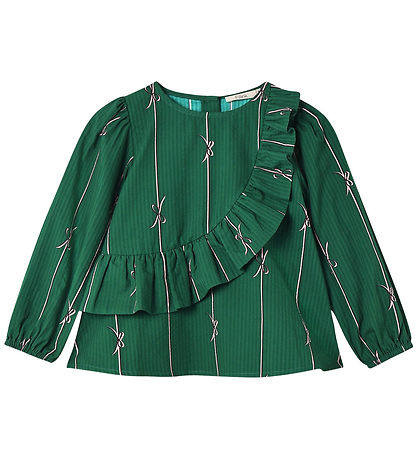 Fliink Bluse - Bowie - Hunter Green Bow AOP