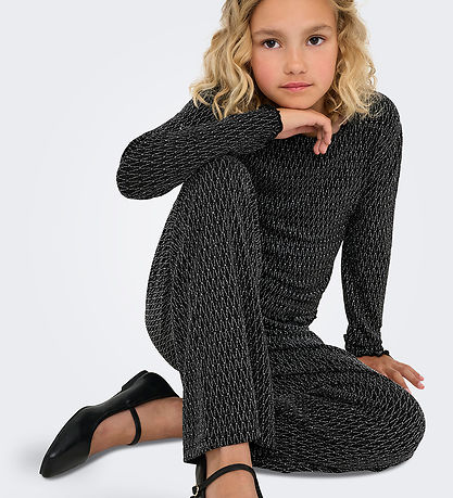 Kids Only Bluse - KogQueen - Black/Lurex Silver/Harlekin