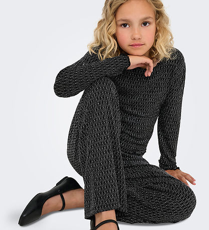 Kids Only Bukser - KogQueen - Black/Lurex Silver/Harlekin