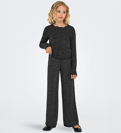Kids Only Bukser - KogQueen - Black/Lurex Silver/Harlekin