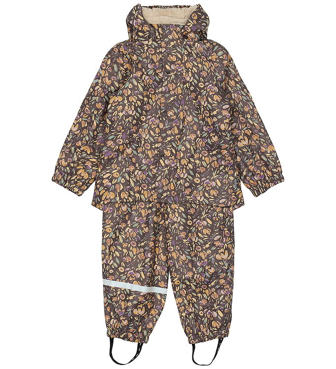 Mikk-Line Regntøj m. For - PU - Raisin m. Blomster