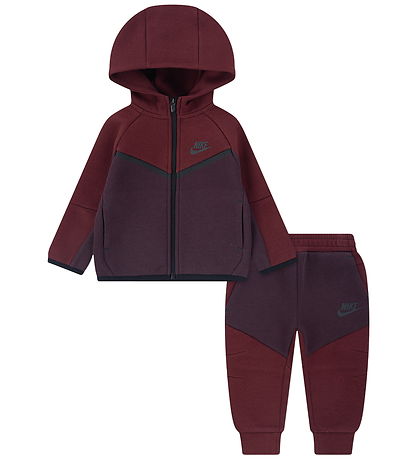 Nike Sweatsæt - Fleece - Team Red/Burgundt Crush