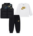 Nike Sæt - Dynevest/Bluse/Sweatpants - Black/White