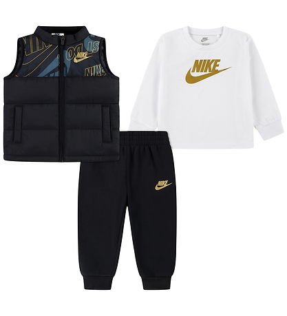 Nike Sæt - Dynevest/Bluse/Sweatpants - Sort/Hvid Nike Sæt - Dynevest/Bluse/Sweatpants - Sort/Hvid