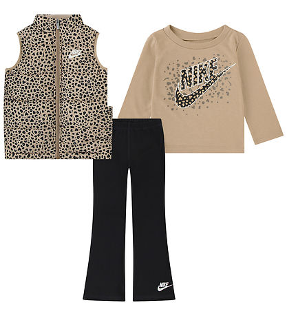 Nike Sæt - Vest/Bukser/Bluse - Sort/Leopard Nike Sæt - Vest/Bukser/Bluse - Sort/Leopard