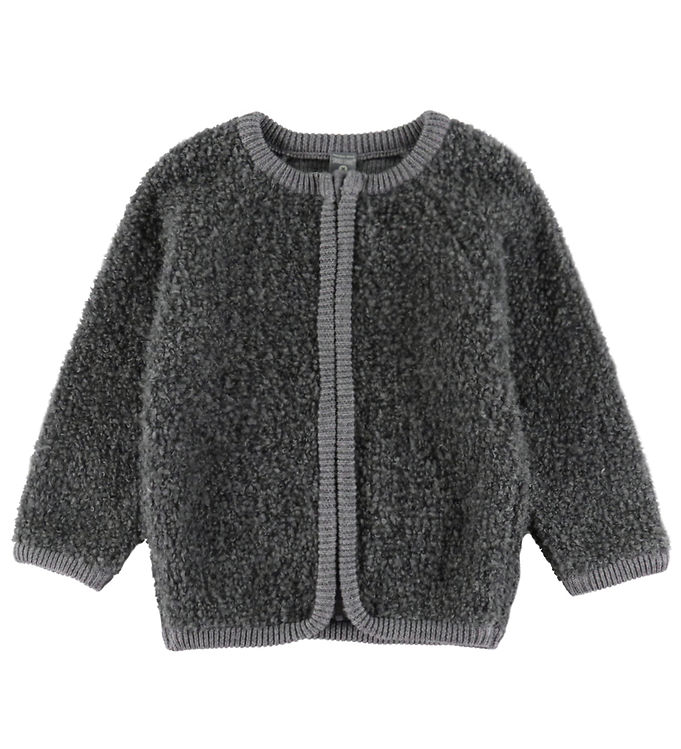 Smallstuff Cardigan med Lynlås i Uld - Grey Melange