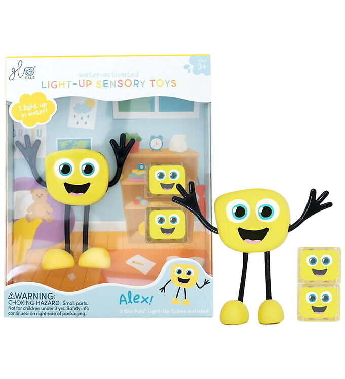 Glo Pals Figur/Sansekuber m. Lys - Alex - Gul