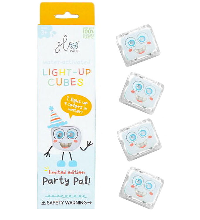 Glo Pals Sansekuber m. Lys - Party Pal - 4 stk. - Hvid