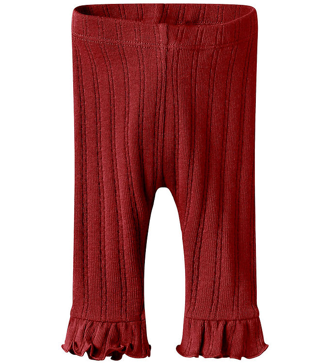 Lil' Atelier Leggings Red Dahlia Med Flæser - Str. 1m 56cm