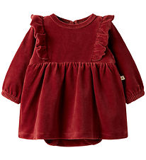 Lil Atelier Kjolebody l/æ - Velour - NbfSaga - Red Dahlia