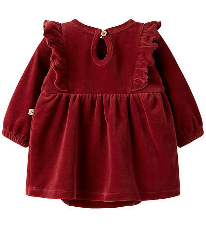 Lil Atelier Kjolebody l/æ - Velour - NbfSaga - Red Dahlia