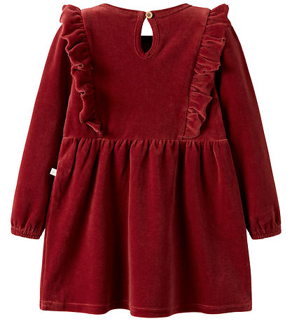 Lil Atelier Kjole - Velour - NmfSaga - Red Dahlia