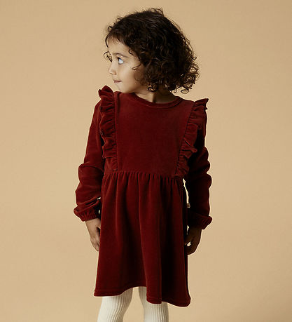Lil Atelier Kjole - Velour - NmfSaga - Red Dahlia