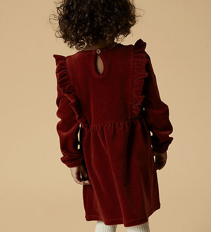 Lil Atelier Kjole - Velour - NmfSaga - Red Dahlia