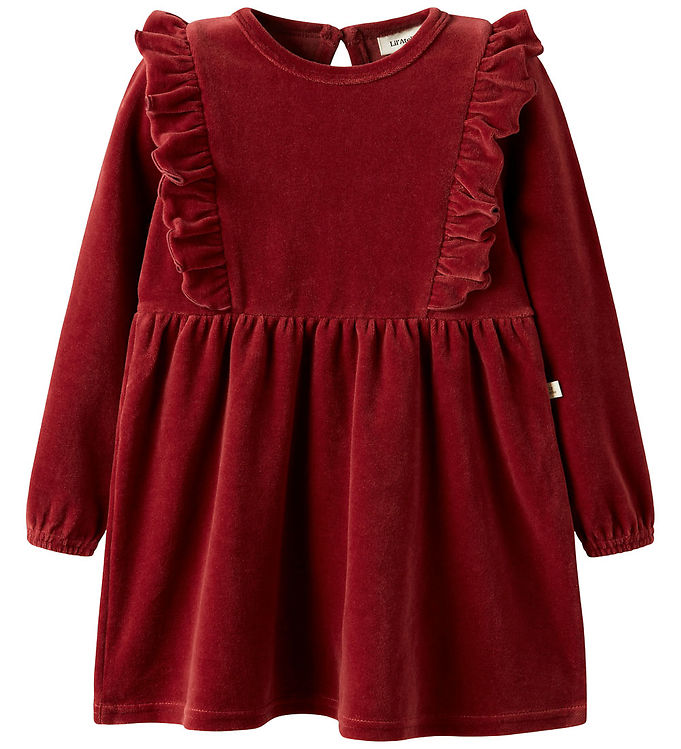 Lil' Atelier Kjole - Velour - NmfSaga - Red Dahlia
