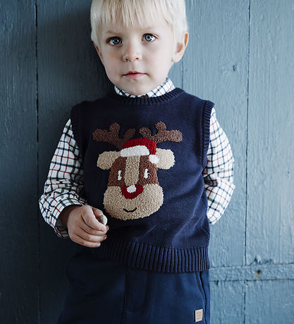 Hust and Claire Vest - Strik - HCPrinco Reindeer - More Navy